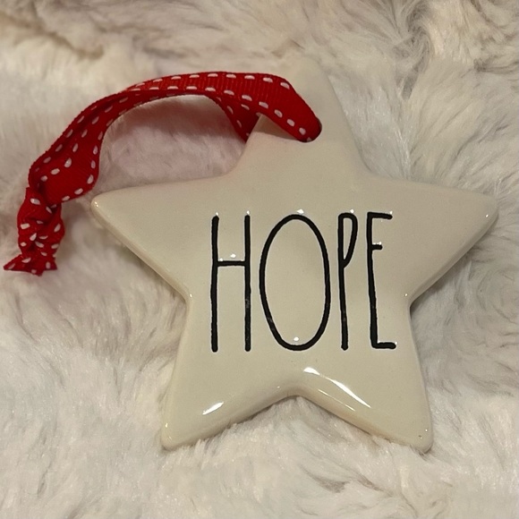 RAE DUNN by Magenta "PEACE, JOY, HOPE” Christmas Ornament Set of 3 - Picture 4 of 5